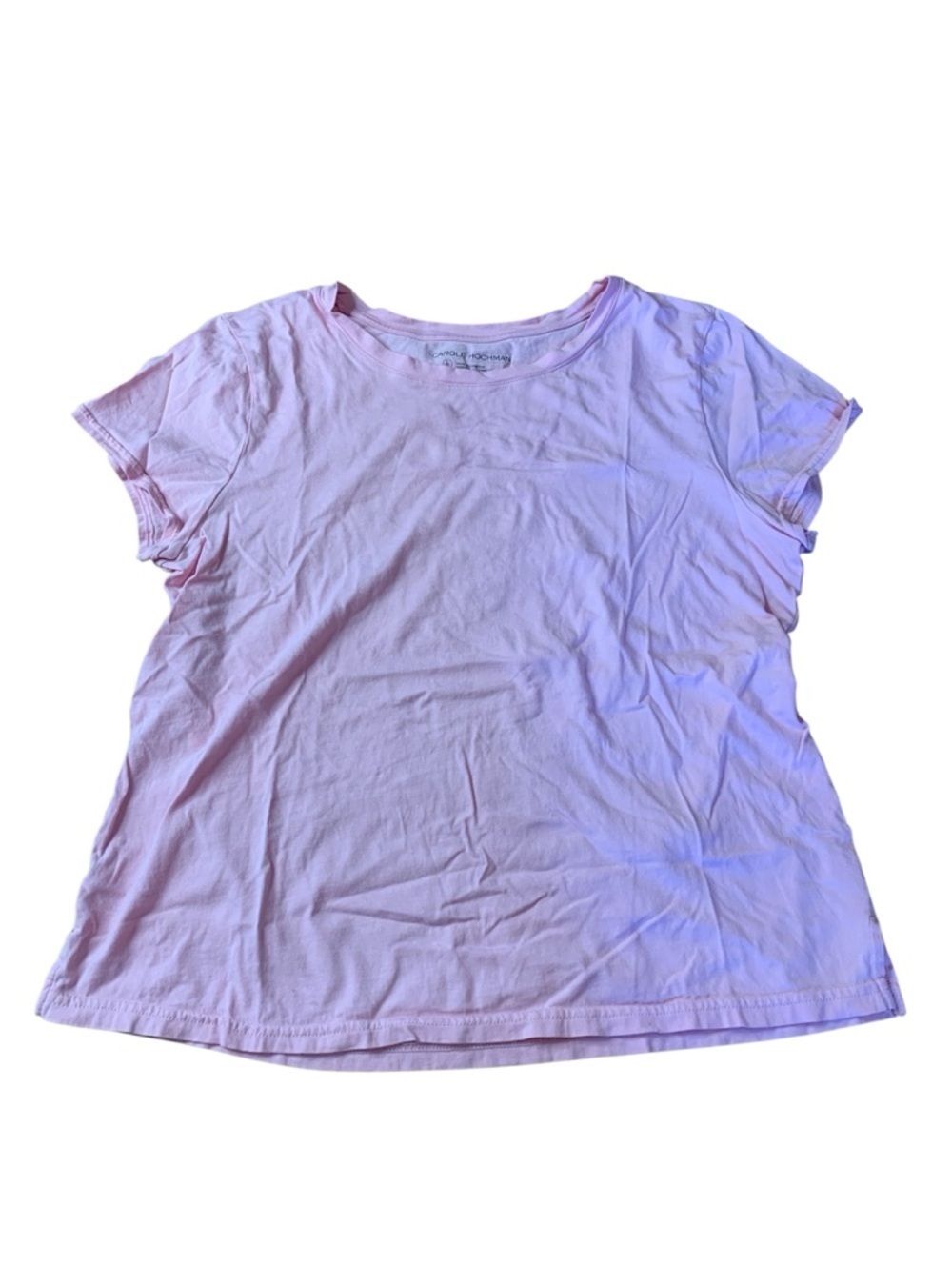 3/$15 Carole Hochman 100% Cotton Pink Short Sleeve Loungewear Tee Size Large